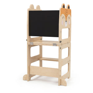 3-in-1 Wooden Kids Toddler Kitchen Step Stool with Blackboard