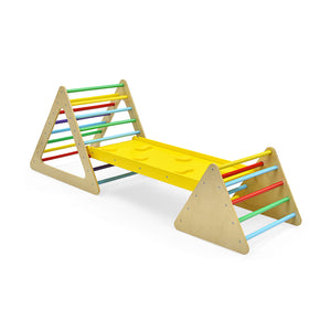3 in 1 Wooden Set of 2 Triangle Climber with Ramp for Slid for Toddlers & Kids