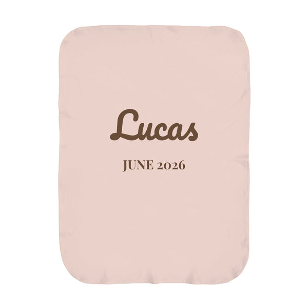 Name and Birth Month swaddle blanket in blush