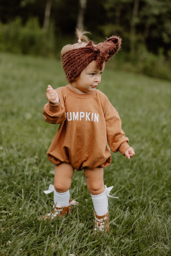 Pumpkin Sweatshirt Romper - Cream or Orange