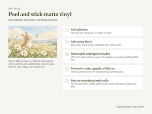 Watercolor Daisy Meadow Bunny Wall Mural, image 7