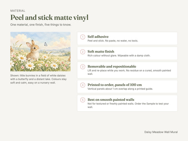 Watercolor Daisy Meadow Bunny Wall Mural, image 7
