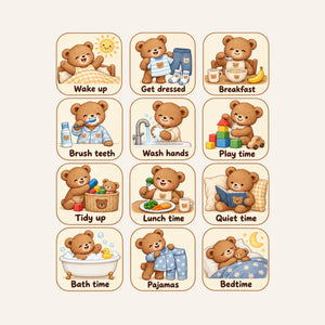 Teddy Bear Daily Routine Wall Decals, Set of 12, image 3
