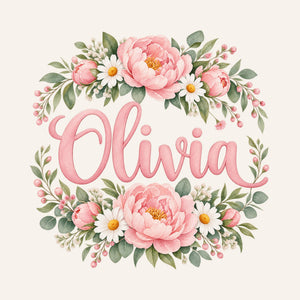 Personalised Peony Wreath Name Wall Decal, image 3