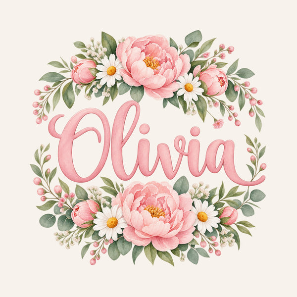 Personalised Peony Wreath Name Wall Decal, image 3