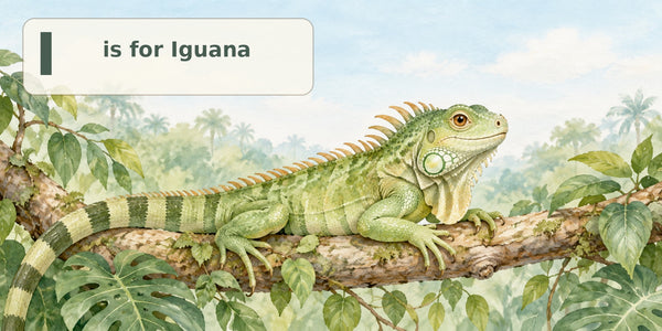 Watercolor I is for Iguana Alphabet Wall Mural, image 3
