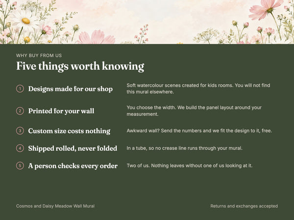 Watercolor Cosmos and Daisy Meadow Wall Mural, image 9
