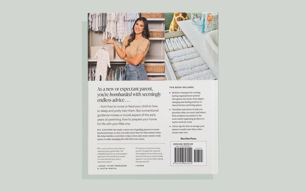Hardcover book 'The Organized Home for New Parents' for baby care tips and organization.