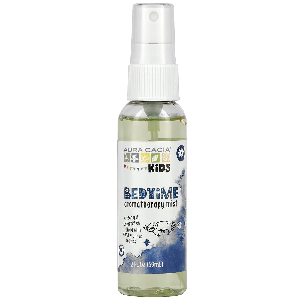 Aura Cacia Kids Bedtime Mist Essential Oil, 2 Fl Oz - soothing sleep aid for children in a calming spray format.