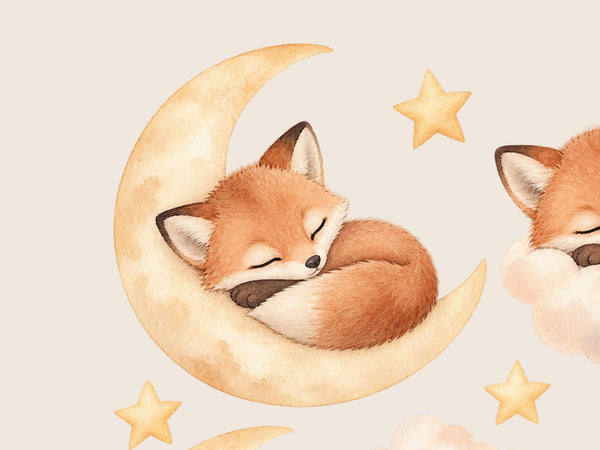 Sleeping Fox Moon and Clouds Wall Decals, Set of 15, image 4