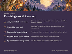 Watercolor Woodland Night Halloween Wall Mural, image 10