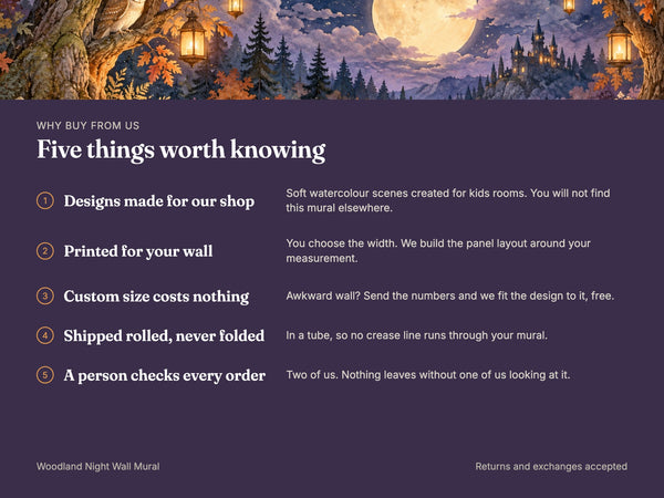 Watercolor Woodland Night Halloween Wall Mural, image 10