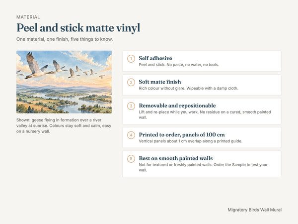 Watercolor Migratory Birds Wall Mural, image 7