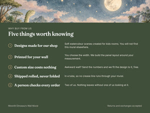 Watercolor Moonlit Dinosaurs Wall Mural, image 10