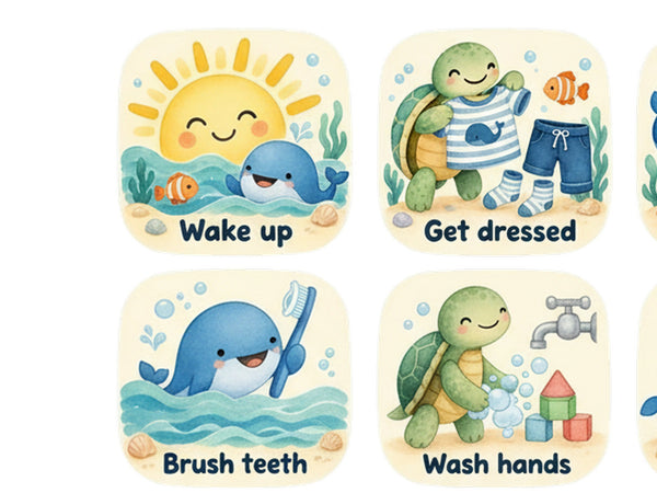 Ocean Daily Routine Wall Decals, Set of 12, image 4