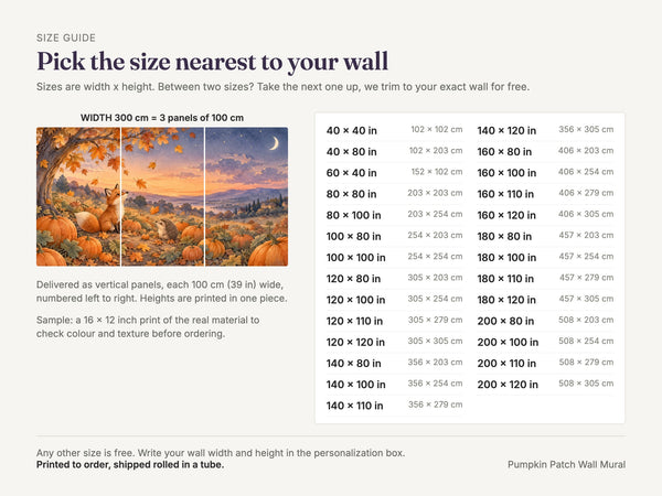 Watercolor Pumpkin Patch Halloween Wall Mural, image 5