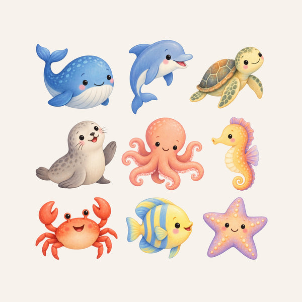 Baby Ocean Animal Wall Decals, Set of 9, image 3