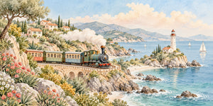 Watercolor Coastal Train Wall Mural, image 3
