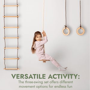 3in1 Swing & Climbing Set: Rope Ladder, Gym Rings & Disc Swing