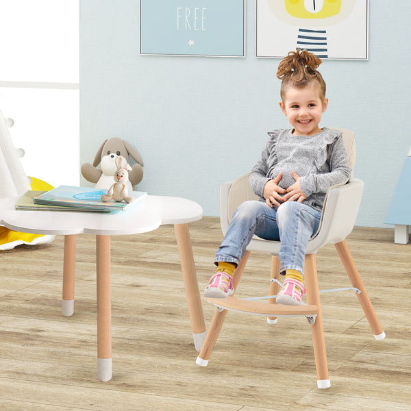 3-in-1 Convertible Wooden High Chair with Cushion, stylish and functional for babies and kids, shown at angle 10.