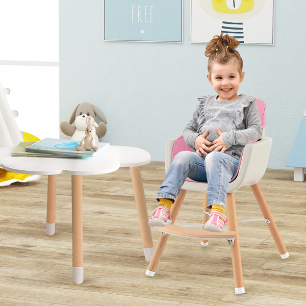 3-in-1 Convertible Wooden High Chair with Cushion, stylish and functional for babies and kids, shown at angle 26.