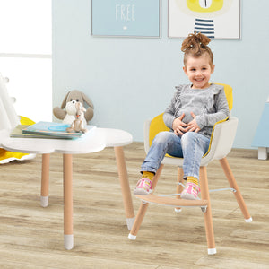 3-in-1 Convertible Wooden High Chair with Cushion, stylish and functional for baby mealtime, shown at angle 18.