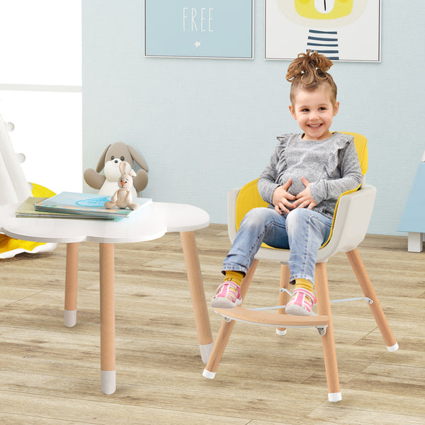 3-in-1 Convertible Wooden High Chair with Cushion, stylish and functional for baby mealtime, shown at angle 18.