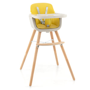 3-in-1 Convertible Wooden High Chair with Cushion, stylish and functional for babies and kids, shown at angle 19.