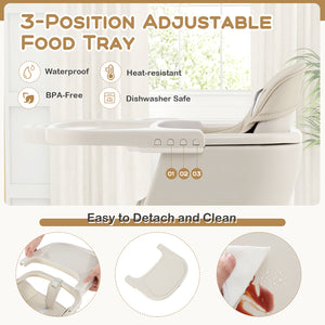 3-in-1 Convertible Wooden High Chair with Cushion, stylish and functional for babies and toddlers, shown at angle 16.