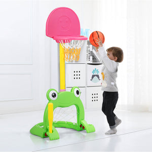 3-in-1 Kids Basketball Hoop Set Stand - Adjustable Height