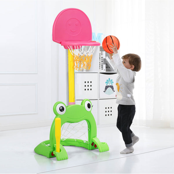 3-in-1 Kids Basketball Hoop Set Stand - Adjustable Height