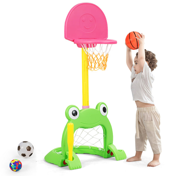 3-in-1 Kids Basketball Hoop Set Stand - Adjustable Height