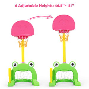 3-in-1 Kids Basketball Hoop Set Stand - Adjustable Height