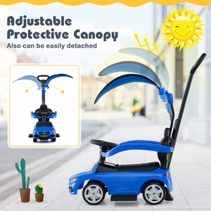 3-in-1 Ride on Push Car Mercedes-Benz Licensed Sliding Car with Canopy