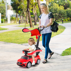 3-in-1 Ride on Push Car Mercedes-Benz Licensed Sliding Car with Canopy