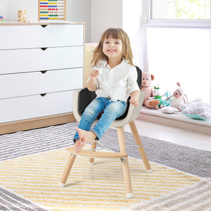 3-in-1 Convertible Wooden High Chair with Cushion, stylish and functional for babies and kids, angled view.