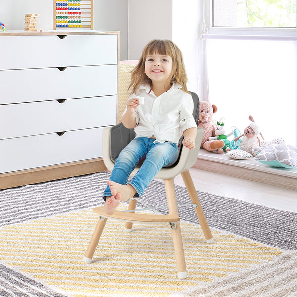 3-in-1 Convertible Wooden High Chair with Cushion, stylish and functional for baby dining, shown at angle 42.