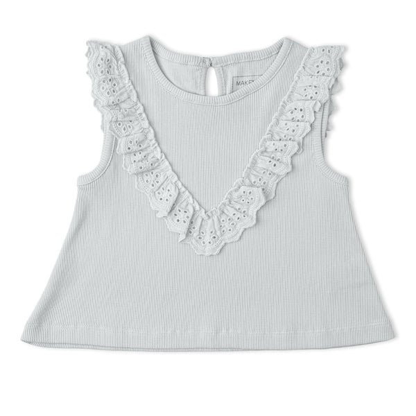 Organic Ruffle Top & Shorts Set - Fog