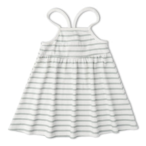 Organic Tie-Back Strap Dress - Fog Stripes
