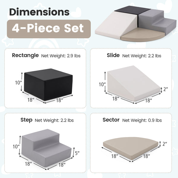 4-Piece Climb and Crawl Foam Block Play Set for Infant Baby for Toddlers & Kids
