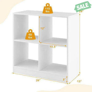 4-Cube Kids Bookcase with Open Shelves-White White Kids Storage