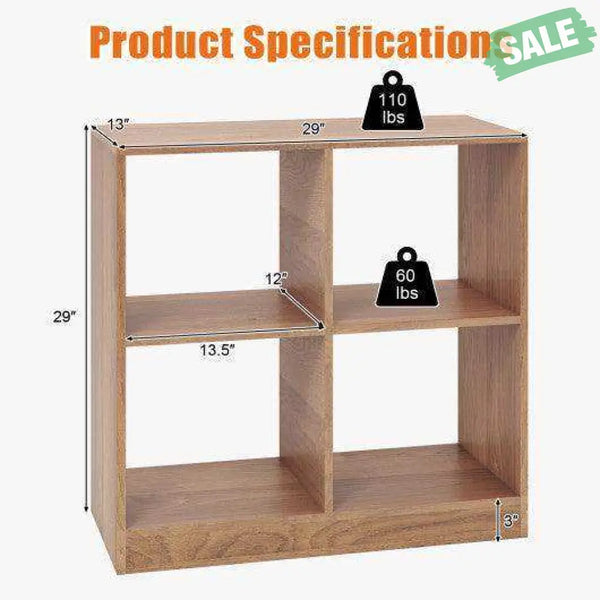 4-Cube Kids Bookcase with Open Shelves-White White Kids Storage