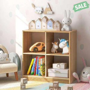 4-Cube Kids Bookcase with Open Shelves-White White Kids Storage