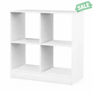 4-Cube Kids Bookcase with Open Shelves-White White Kids Storage