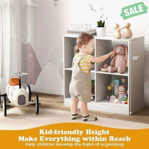 4-Cube Kids Bookcase with Open Shelves-White White Kids Storage