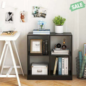 4-Cube Kids Bookcase with Open Shelves-White White Kids Storage