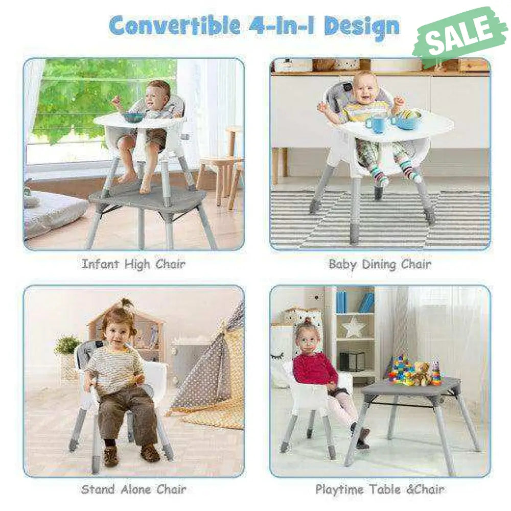 4 1 Convertible Table Chair Set PU Cushion
