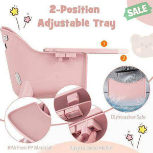 4-in-1 Baby Convertible Toddler Table Chair Set with PU Cushion-Beige Gray High Chairs