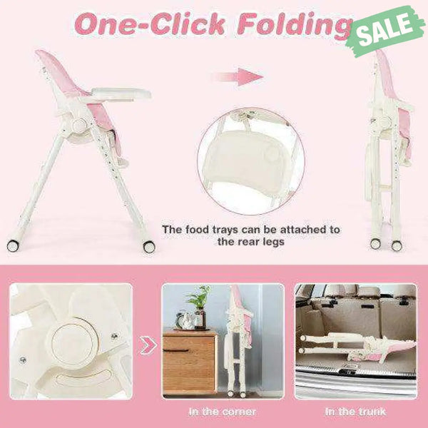 4-in-1 Baby High Chair with 6 Adjustable Heights-Beige Gray High Chairs