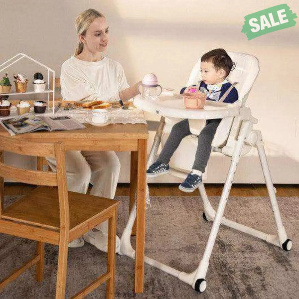 4-in-1 Baby High Chair with 6 Adjustable Heights-Beige Gray High Chairs